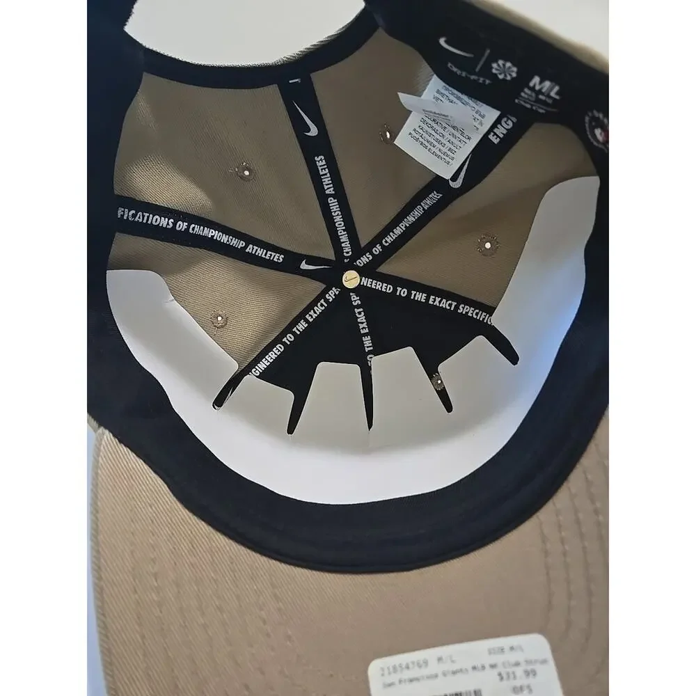 Nike San Francisco Giants Khaki Club Cap Adjustable Hat Cap Size M/L Structure - Picture 6 of 10